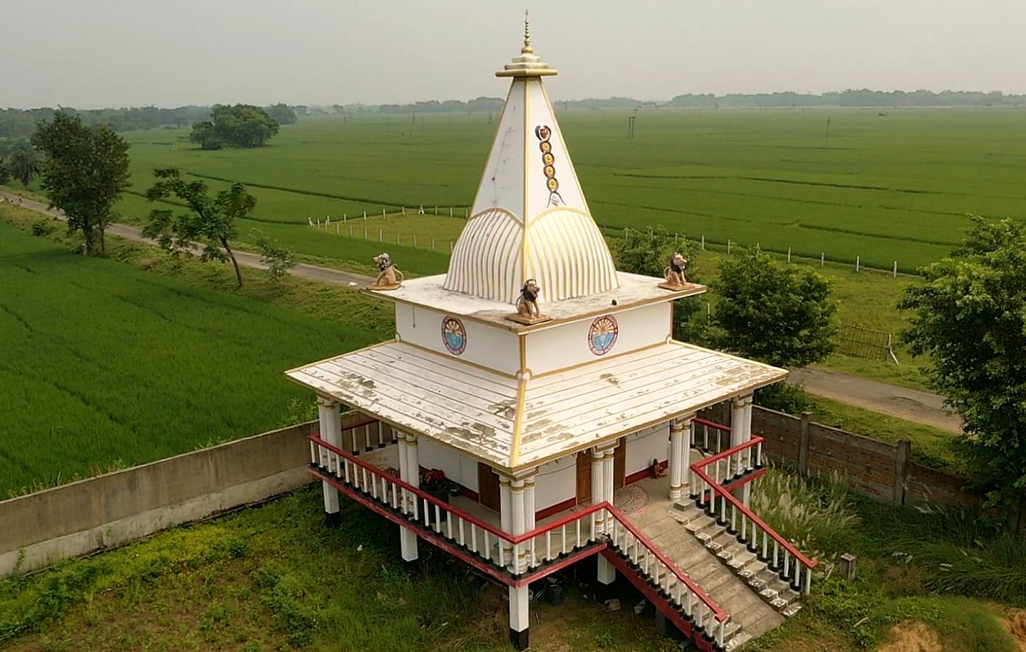 The Ashram temple among the fields of Birbhum